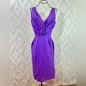 Vintage Sue Leslie of California purple rosette cocktail dress size 10